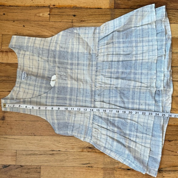 Steven Alan Dakota Tank sz M peplum swing tank in blue & ecru cotton linen - Picture 8 of 8